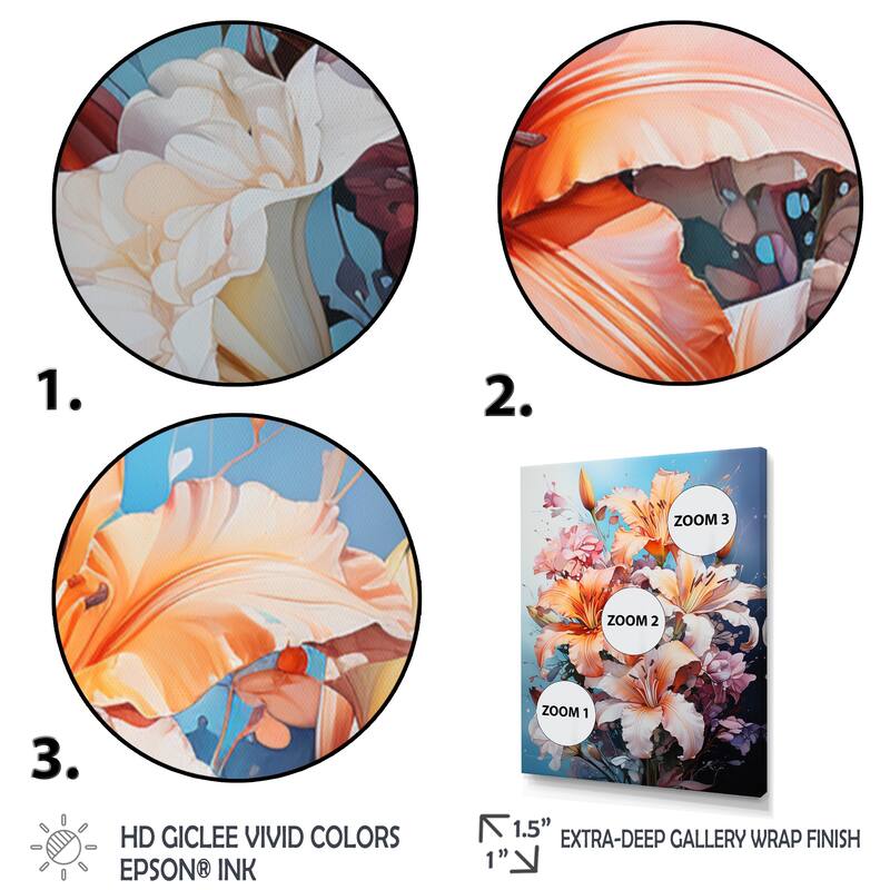 Designart "Lilies Representation Multicolored Acrylic IV" Lilies Wall